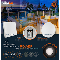 LED плафониера със сменяема мощност и цветна температура, 18/24/30W, 3000/4000/5000K, IP54, IK08   бяла Кръг