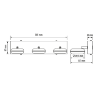 LED осв. тяло за баня, 3x5W, 2700K, IP44  за стена хром