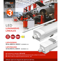 LED Slim линейно тяло 1.2м IK08 IP65  220V-240V AC 120° 36W 5000K SMD 2835