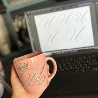 Персонална чаша за кафе с кристали  - baby pink