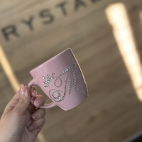 Персонална чаша за кафе с кристали  - baby pink