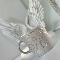 Персонална чаша за кафе с кристали - soft grey