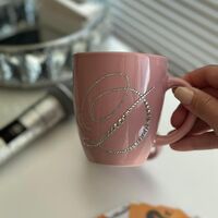 Персонална чаша за кафе с кристали  - baby pink