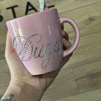 Персонална чаша за кафе с кристали  - baby pink