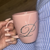 Персонална чаша за кафе с кристали  - baby pink