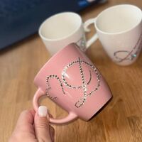 Персонална чаша за кафе с кристали  - baby pink