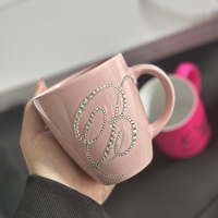 Персонална чаша за кафе с кристали  - baby pink