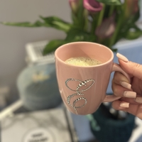 Персонална чаша за кафе с кристали  - baby pink