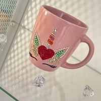 Персонална чаша за кафе с кристали  - baby pink