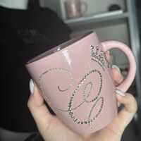 Персонална чаша за кафе с кристали  - baby pink