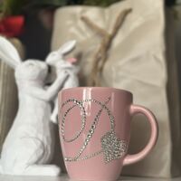 Персонална чаша за кафе с кристали  - baby pink