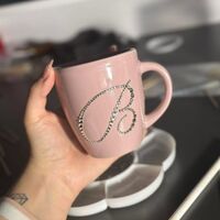 Персонална чаша за кафе с кристали  - baby pink