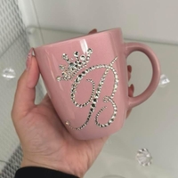 Персонална чаша за кафе с кристали  - baby pink