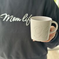 Персонална чаша за кафе с кристали - soft grey