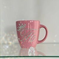 Персонална чаша за кафе с кристали  - baby pink