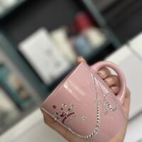 Персонална чаша за кафе с кристали  - baby pink