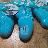 Подаръци за гости - бебешка стъпка в синьо