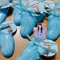 Подаръци за гости - бебешка стъпка в синьо