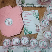 Бурканче със соева свещ и персонализирана декорация ''Зайче със зелени листа''