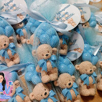 Подаръци за гости - мече с балони (сини)