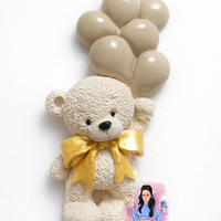 Подаръци за гости - мече с балони (бежови)