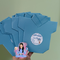 Салфетка във формата на боди с декорация ''Мече с балони в синьо '' 2