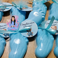 Подаръци за гости - бебешка стъпка в синьо