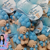 Подаръци за гости - мече с балони (сини)