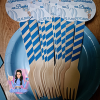 Вилица с декорация - Мече с балони в синьо 2