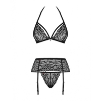 Комплект Дантелено Бельо Obsessive 838-SEG-1 Черен S/M