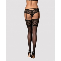Чорапи с Колан за Жартиери Obsessive Letica Черен S/M