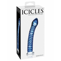 Стъклено Релефно Дилдо Pipedream Icicles Синьо