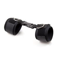 Неопренови белезници за глезени LATETOBED BDSM LINE с велкро, черни
