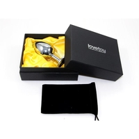 Метална анална тапа LOVETOY RoseBud Classic със син акцент, размер L
