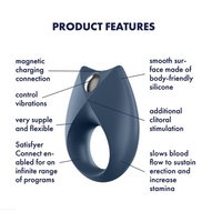 Вибриращ пръстен SATISFYER Royal One с приложение, син