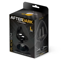 AFTERDARK Метална анална тапа Blackgem с черно бижу, размер L