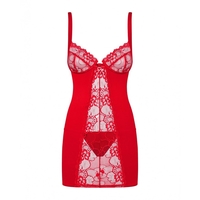 Комплект нощница и прашки Obsessive Heartina Червен XXL/XXXL