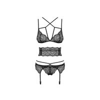 Комплект Дантелено Бельо Obsessive Frivolla Черен S/M