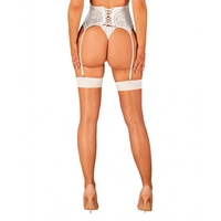 Чорапи с Колан за Жартиери Obsessive S814 Бял S/M