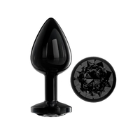 AFTERDARK Метална анална тапа Blackgem с черен камък, размер M