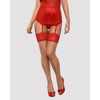 Чорапи с Колан за Жартиери Obsessive Lovica stockings Червен L/XL