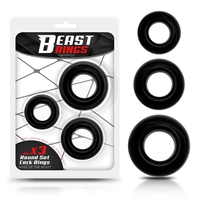 Комплект от 3 гъвкави пръстена за пенис BEAST RINGS – Черни