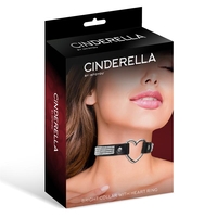 Яка CINDERELLA със сърце и кристали, стил чокър, веганска кожа, един размер