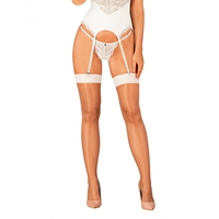 Чорапи с Колан за Жартиери Obsessive S814 Бял S/M