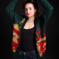 Винтидж ръчно плетена жилетка