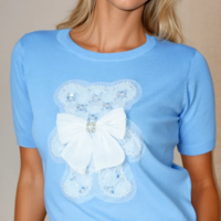 Embroidered Teddy Bear T-Shirt with Luxurious Details