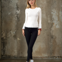 Elegant Plush Detail Sweater 'Botina' - Ecru