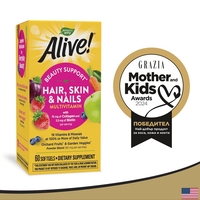Мултивитамини за коса, кожа и нокти Алайв Alive! Hair, Skin & Nails Multivitamin 60 софтгел капсули
