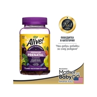 Мултивитамини за бременни премиум Алайв с растителна DHA Alive! Daily Support Premium Prenatal Multivitamin Gummies 75 желирани таблетки