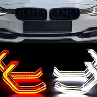 Диодни Ангелски Очи за BMW F30 F31 - U-Design - с два цвята и функция мигач (бял и жълт)